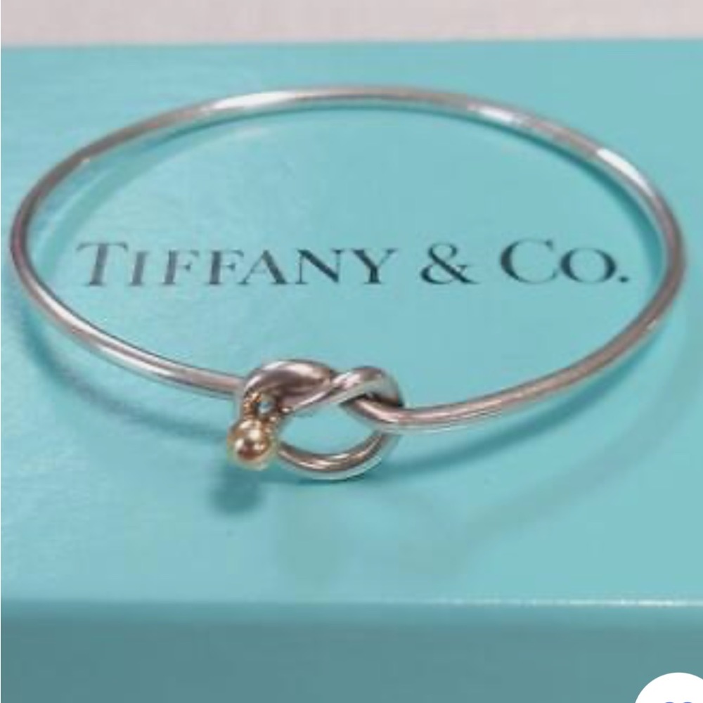 Tiffany and Co bangle bracelet with knot - silver with Gold ball on end